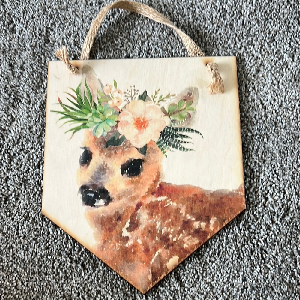 Wooden deer watercolor picture